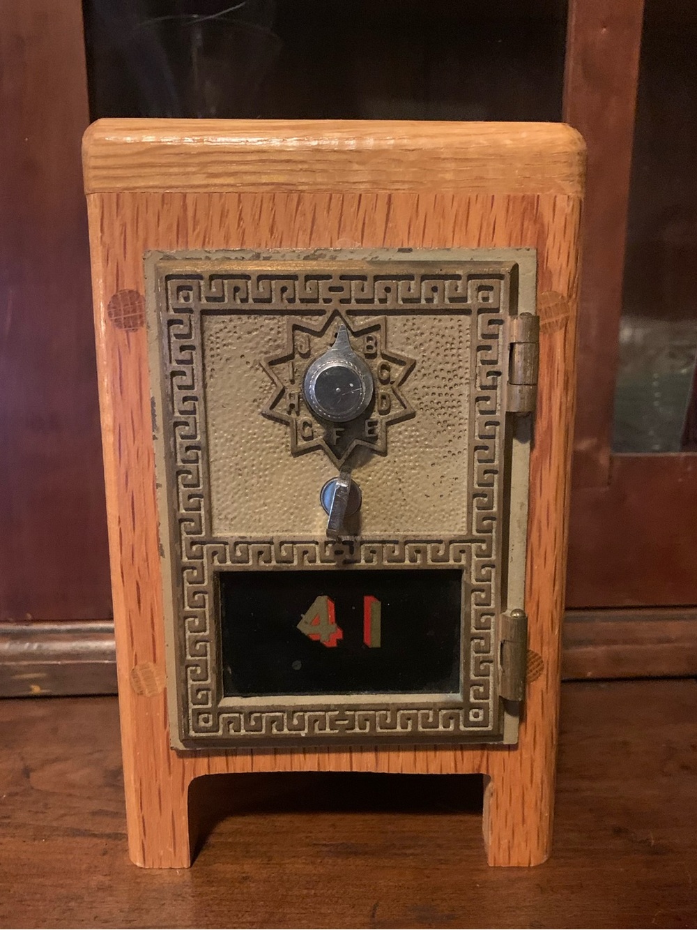 Vintage 1950s and 1960s Post Office PO Box Door Bank made with Oak